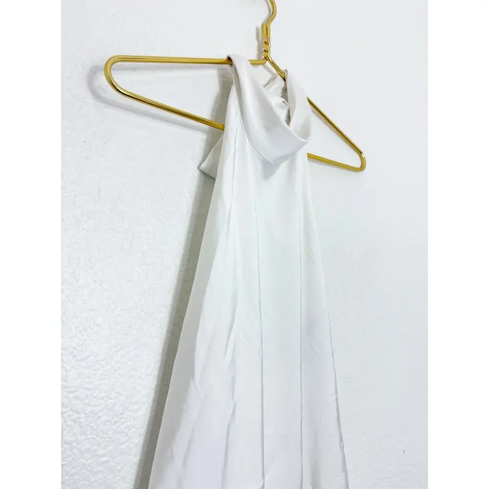 Zara White Asymmetric Satin Halter Top Size XXL Open Back 4772/137 Sexy Party - Picture 7 of 14